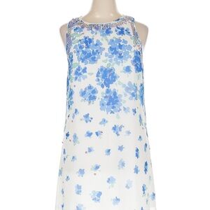 Floral Blue and White Sleeveless Dress